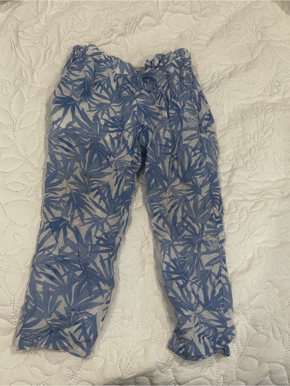 Mayoral Blue Leaf-Print Lightweight Kids Pants
